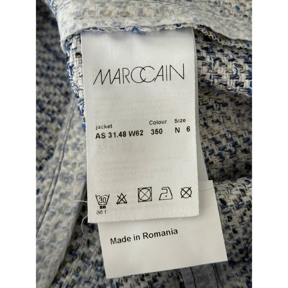Marc Cain Womens Tweed and Denim Blazer Jacket Button-Up Blue Size 6 - Picture 5 of 7